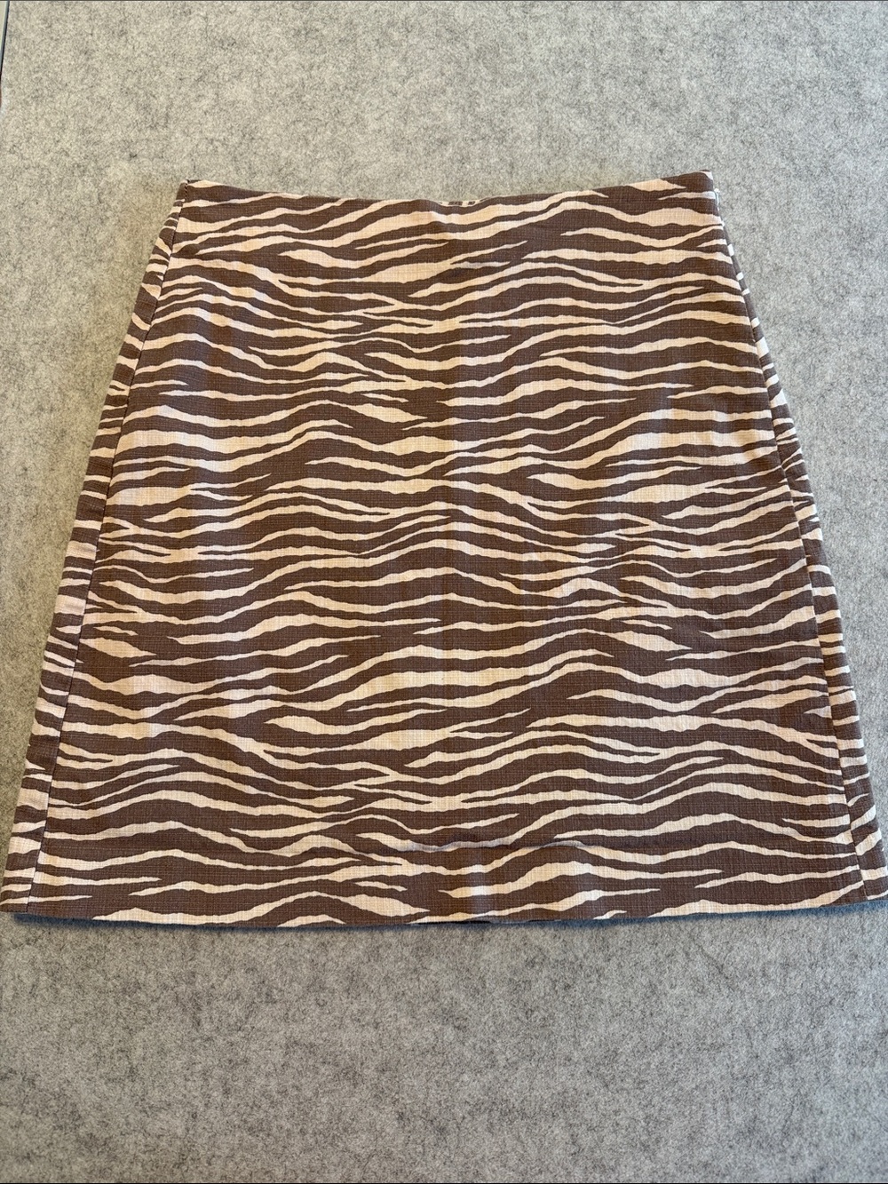 LOFT Brown and Cream Zebra-Print Mini Skirt